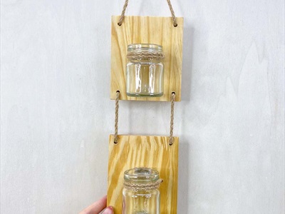 Tấm gỗ lọ thủy tinh treo tường thủy canh nhiều tầng [2 màu - 3 Size] BINHLOHOA-06